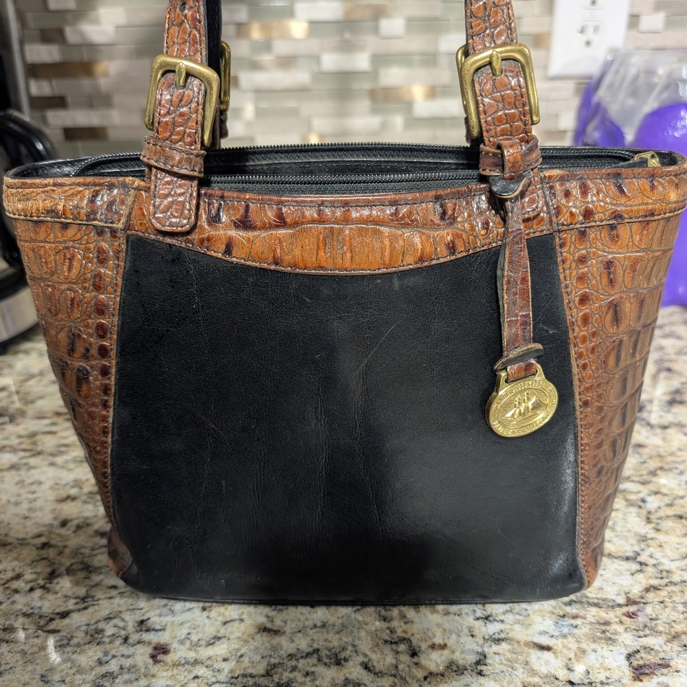 Brahmin Black and Brown (Pecan) Leather Handbag